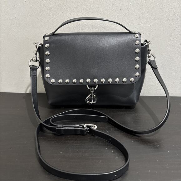 Rebecca Minkoff Blythe Studded Small Black Leather Crossbody Bag - Picture 1 of 13
